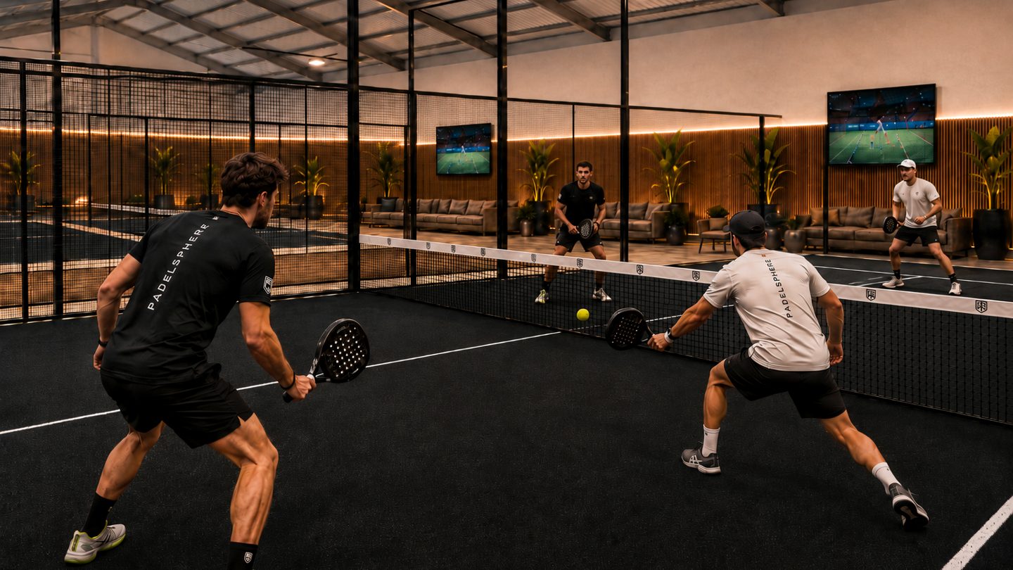 AI camera tracking a padel match on a Padelsphere court